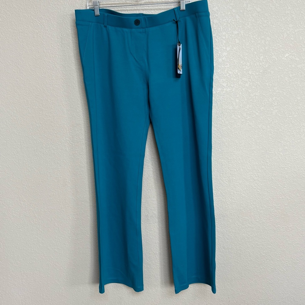 NWT Betabrand Teal Straight Leg Dress Yoga Pants 2XL Petite Pull-On Work Pants